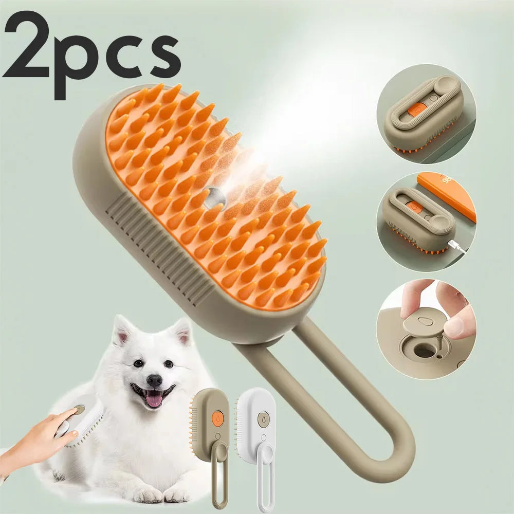 PetMist™  3-in-1 Haustierpflegebürste – Dampfbürste für Katzen & Hunde, Elektrische Sprüh-Haarbürste