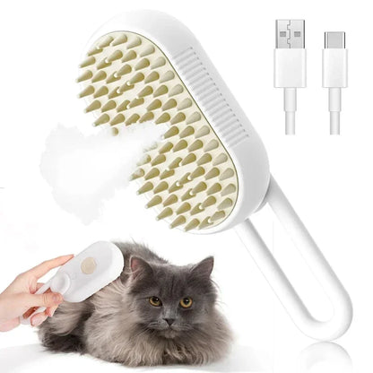 PetMist™  3-in-1 Haustierpflegebürste – Dampfbürste für Katzen & Hunde, Elektrische Sprüh-Haarbürste